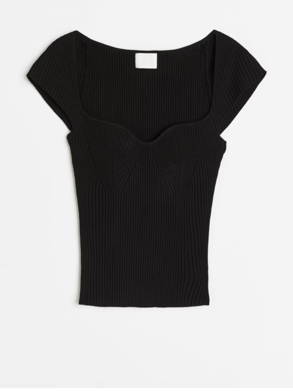 H&M Rib-Knit Black Medium Women’s Blouse Top
